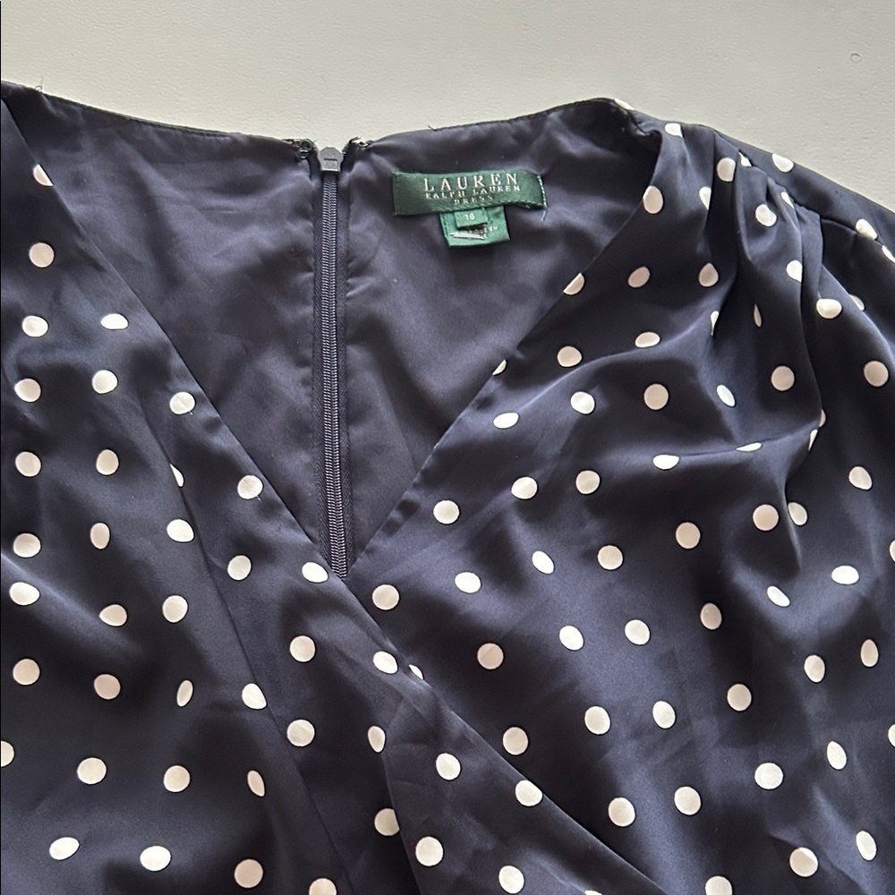 Lauren Ralph Lauren Navy Polka Dot Mini Dress